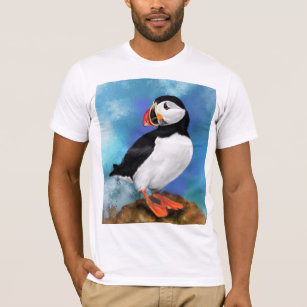 Camiseta Linda pintura de pássaros do Puffin Atlântico Migr