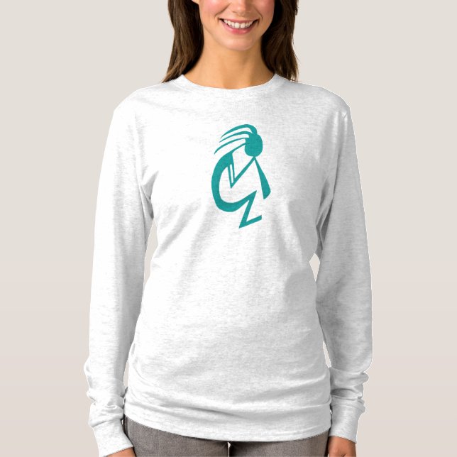 Camiseta Linda pintura Teal Kokopelli (Frente)