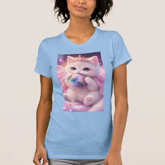 Camiseta Linda Princesa Kitty comendo um planeta