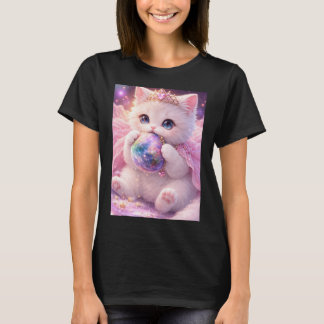 Camiseta Linda Princesa Kitty comendo um planeta