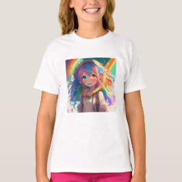 Camiseta Linda Rainbow Animy Girl