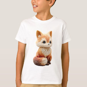 Camiseta Linda Raposa Vermelha Sentada de Olhos Grandes Ado
