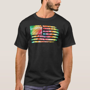 Camiseta Linda roupa Tie Dye da bandeira dos EUA Conjunto T