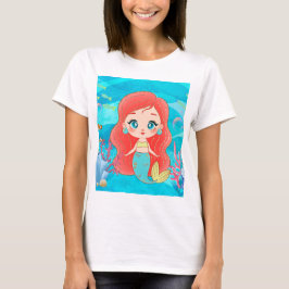 Camiseta Linda sereia do CABELO VERMELHO tocando no mar