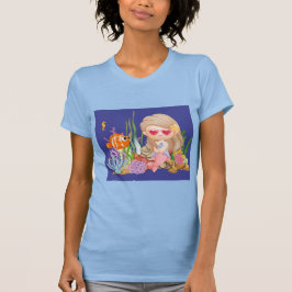 Camiseta Linda sereia-do-mar-de-bruxa brincando no mar