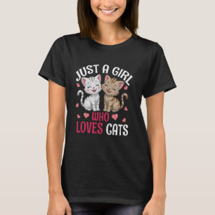 Camiseta Linda Só Uma Garota Que Ama Gatos Mulheres Meninas