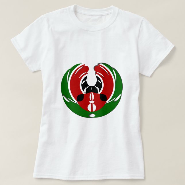 Camiseta Linda Tapeçaria no Quênia: Borboleta da Bandeira M (Frente do Design)