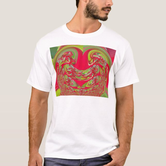 Camiseta Linda Textura Vermelha e Verde - Abstrato (Frente)
