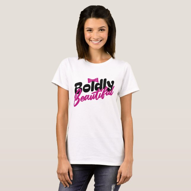 Camiseta Linda Tipografia Rosa com Laço (Frente Completa)