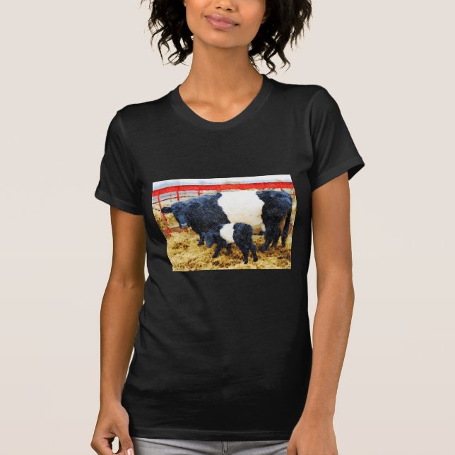 Camiseta Linda vaca galloway cinta e aquarela de vitelo (Frente)