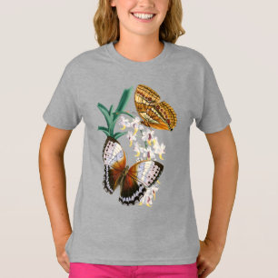 Camiseta Linda Vintage Floral Butterfly Ilustração