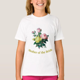 Camiseta linda vintage rosa floresce noiva mãe