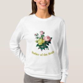 Camiseta linda vintage rosa floresce noiva mãe