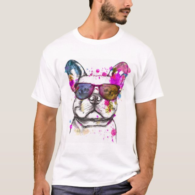 Camiseta Linda Watercolor - Buldogue Francês (Frente)