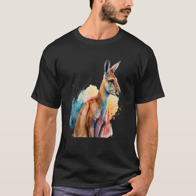 Camiseta Linda Watercolor Kangaroo Retrato (Frente)