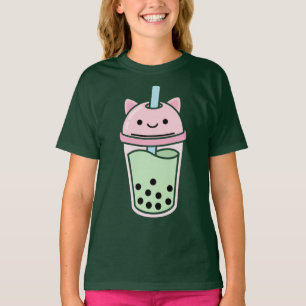 Camiseta Linda xícara de chá de bolhas gato Kawaii Pastel I