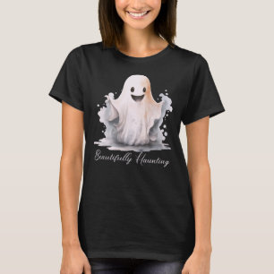 Camiseta Lindamente Assombrante Fantasma Preto Halloween Cu