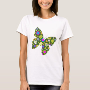 Camiseta Lindas Asas de Borboleta Aziza Fantasia Floresce
