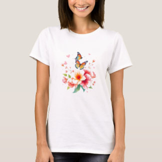 Camiseta Lindas Borboletas Florais De Aquarela