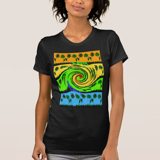 Camiseta Lindas e maravilhosas cores flóricas de onda de ve (Frente)
