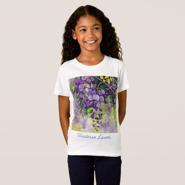 Camiseta Lindas Flores De Wisteria Em Aquarela (Frente Completa)