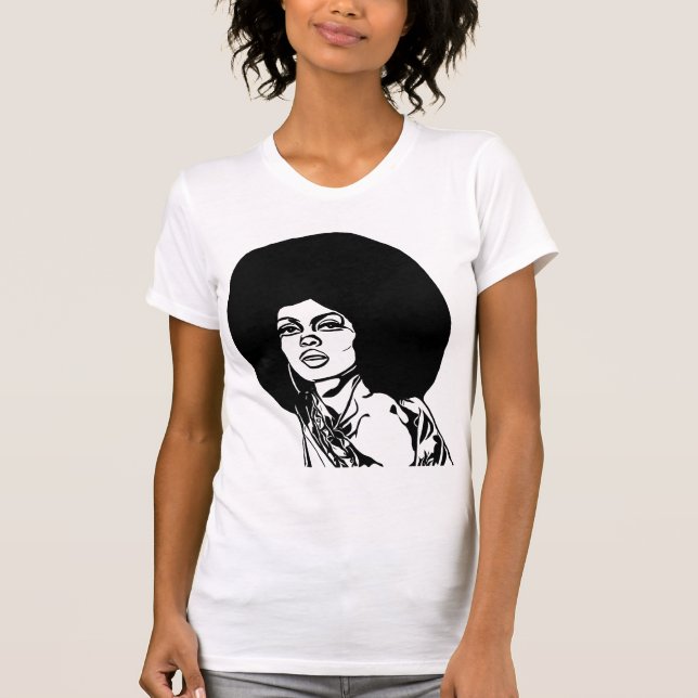 Camiseta lindas mulheres negras africanas enfrentam abstrat (Frente)