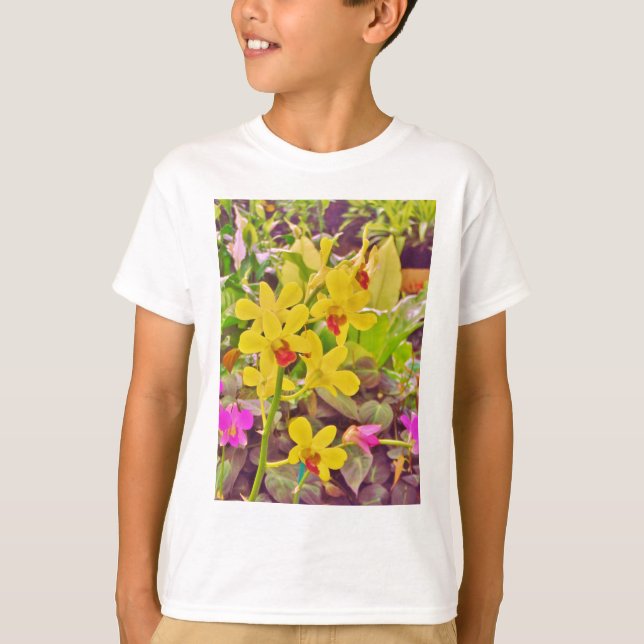 Camiseta Lindas orquídeas de outono amarelas (Frente)