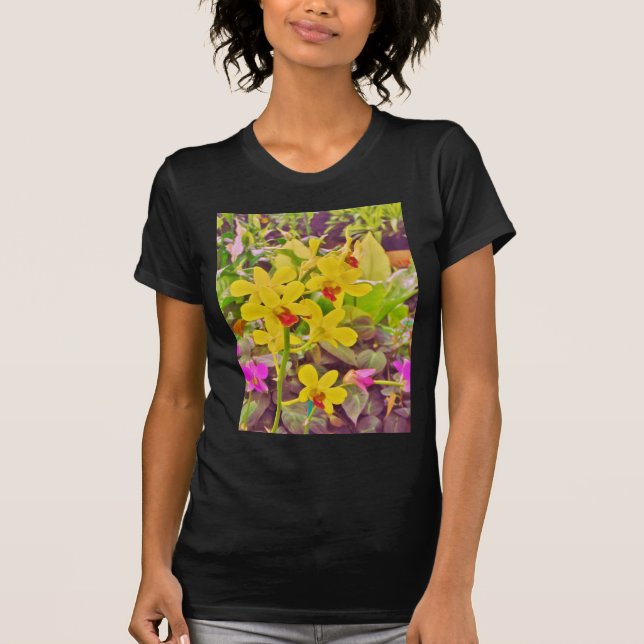 Camiseta Lindas orquídeas de outono amarelas (Frente)