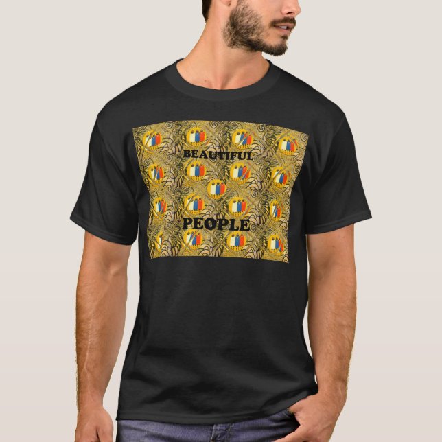 Camiseta Lindas Pessoas de cores tradicionais africanas (Frente)