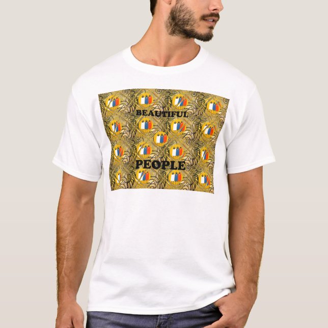 Camiseta Lindas Pessoas de cores tradicionais africanas (Frente)