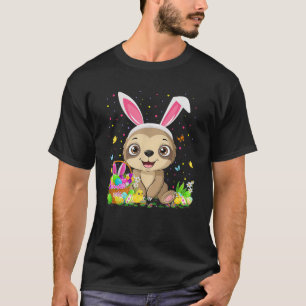 Camiseta Lindíssimo Sloth Caça ao Ovo de Páscoa Bunny Ear S