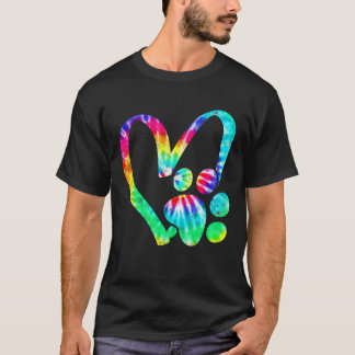 Camiseta Lindo Amor Cachorro Impressão de Pata Tie Dye Cach