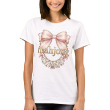 Lindo Amuleto de Mahjong com Laço Rosa Coquette Ca