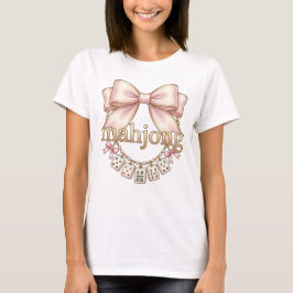 Camiseta Lindo Amuleto de Mahjong com Laço Rosa Coquette Ca