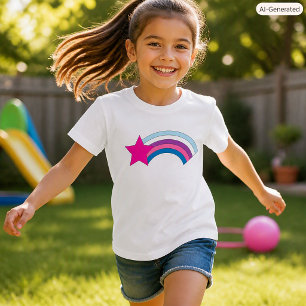 Camiseta Lindo Arco-Íris Estrela Rosa Caprichoso