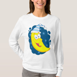 Camiseta Lindo Banana Lua de Desenho Animado em Touca de Do