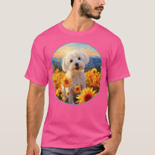 Camiseta Lindo Cachorro Flor Floral De Montanha Do Pôr Do S