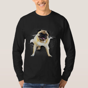 Camiseta lindo cachorro pug que bate cabeça na parede racha