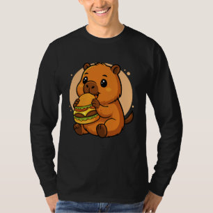 Camiseta Lindo Capivara Comendo Hambúrguer Divertido Animal