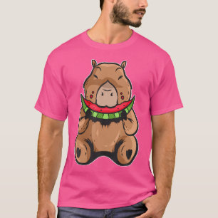 Camiseta Lindo Capivara Comendo Uma Melancia Roedor Animal