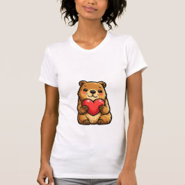 Camiseta Lindo Capivara Segurando Coração Kawaii Capivara 