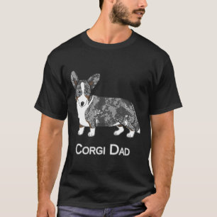 Camiseta Lindo Cardigan Welsh Corgi Merle Azul Pai Cachorro