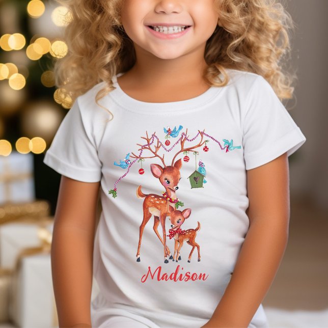 Camiseta Lindo Cervo de Natal  (Cute Christmas Deer T-Shirt)