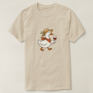 Camiseta Lindo chapéu de palha de ganso amante do vinho da