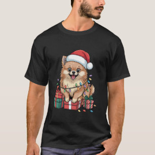Camiseta Lindo chapéu de Papai Noel Pomerânia Natal Pom Ama