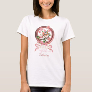 Camiseta Lindo Clássico Nome de Sapato com Arco e Rosas de 