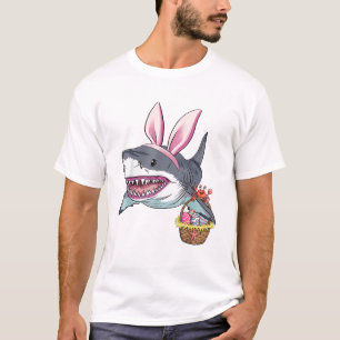 Camiseta Lindo Coelho de Páscoa de Tubarão com Orelhas Cest
