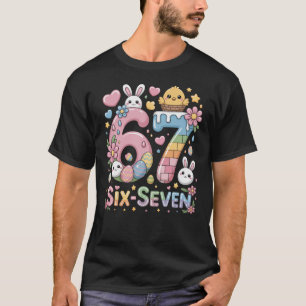Camiseta Lindo Coelho de Páscoa Design de Aniversário Seis