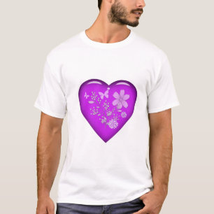 Camiseta Lindo Coração Floral de Vidro