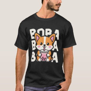 Camiseta Lindo Corgi Kawaii Boba Chá de Bolhas Cachorro Car